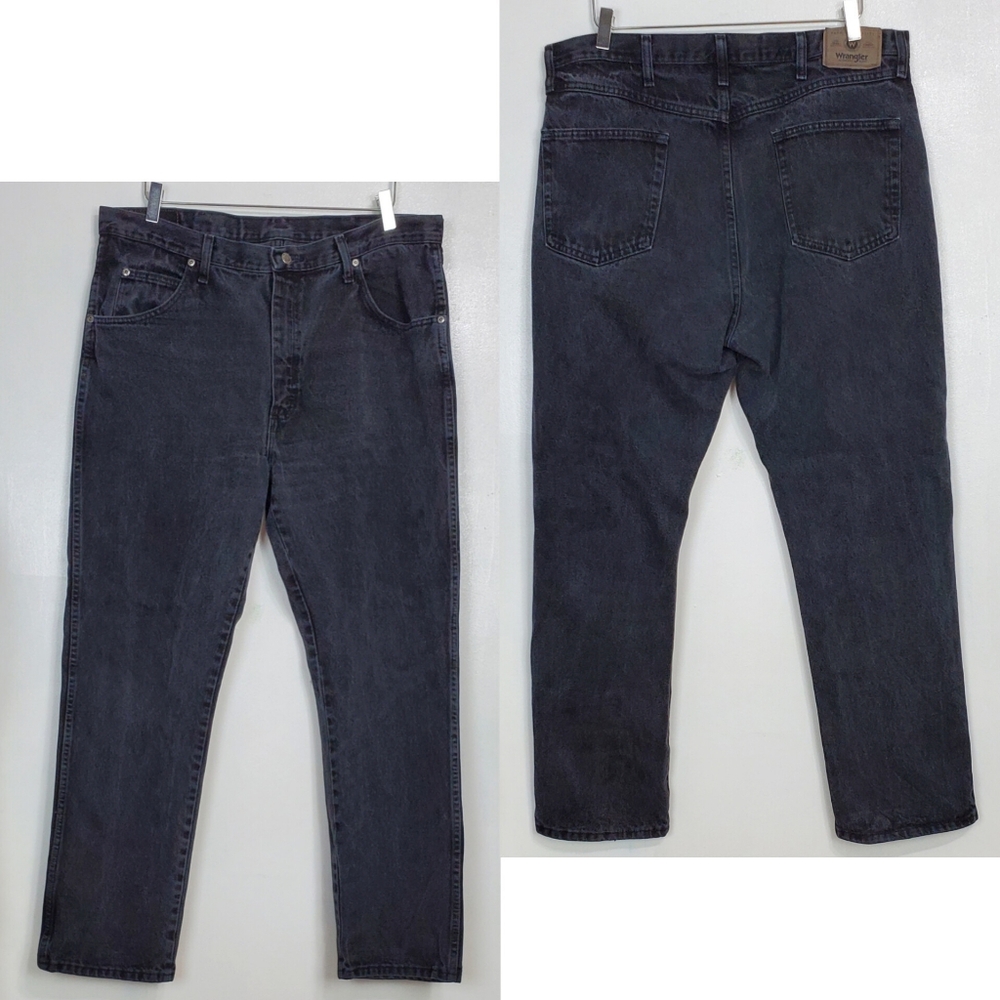 Wrangler 38x30 regular fit straight denim jeans black work casual classic preppy